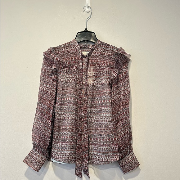 Joie
Eloise Floral-Print Ruffle-Trim Silk Blouse - Picture 7 of 8